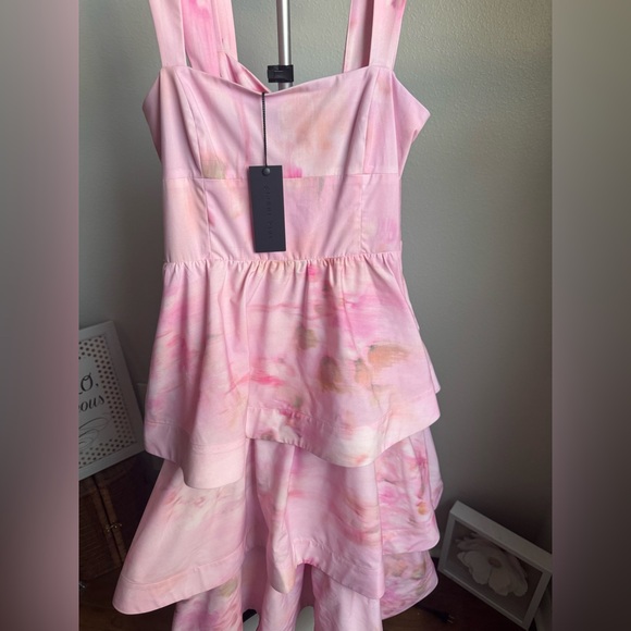 NWT Gianni Bini x Shea Leigh Mills Dolly Printed Sateen Tiered Midi Dress Sz 8 - Picture 6 of 10